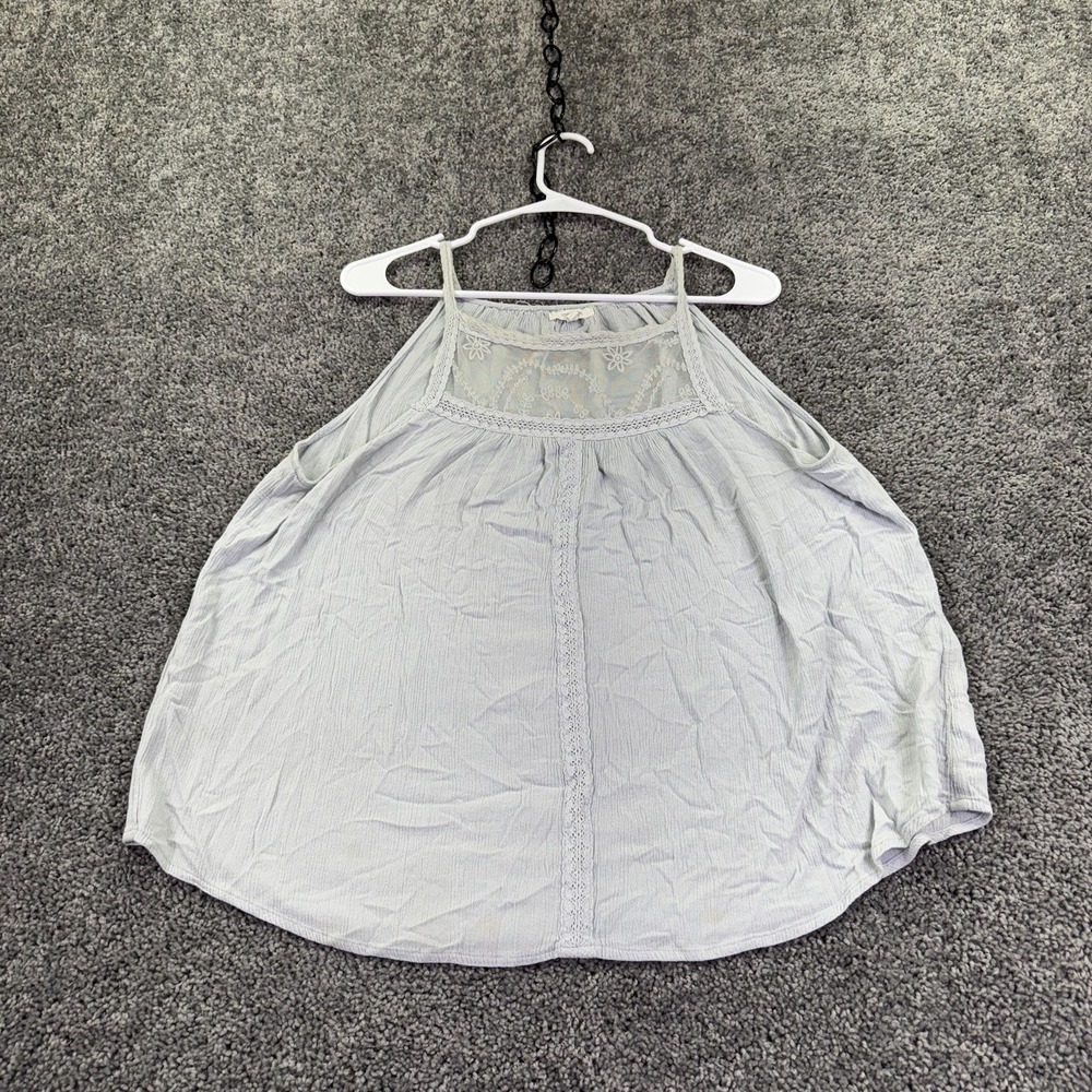 Maurices Tank Top Womens XXL Gray Halter Lace Crochet Camisole Summer Casual